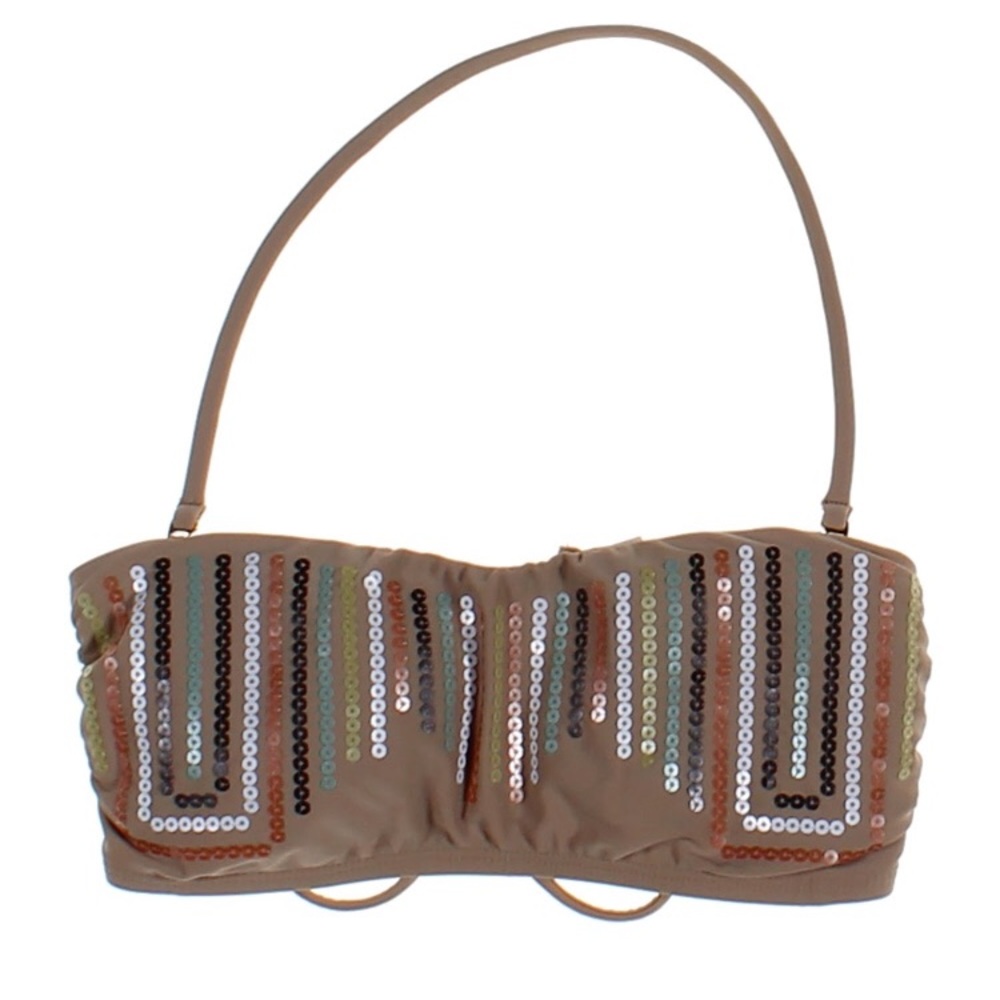 Bar III Bikini (NWT) Taupe Sequin Bandeau & Bottom